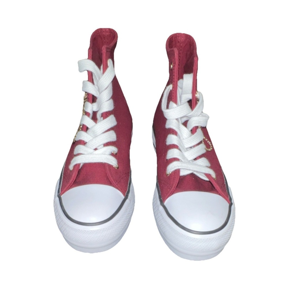9N15/ Disney Minnie Mouse Girls‎ High Top Canvas Lace Up Sneakers Pink/White US9